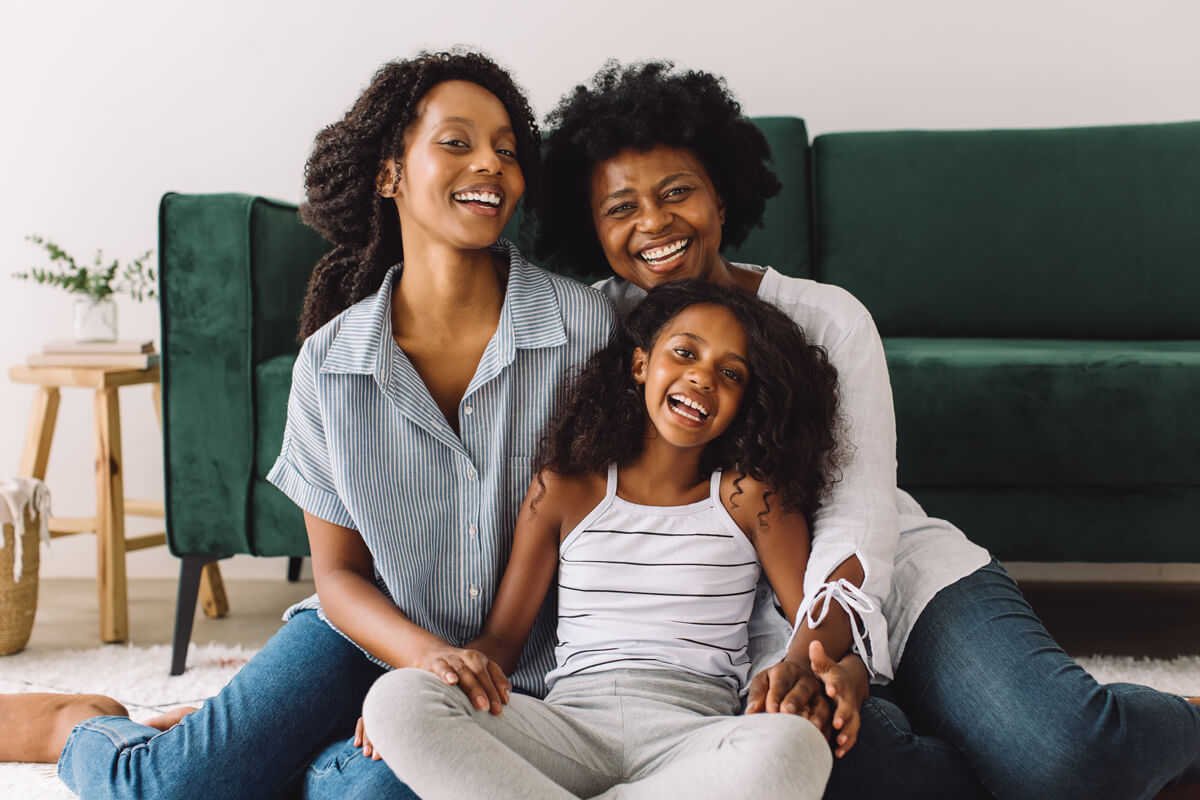 African American Grandmother, Mother, and Daughter, celebrating Mothers Day