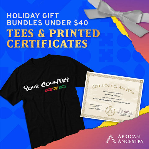 Gift Bundle: Printed Certificate and Know Your Roots T-shirt - African Ancestry